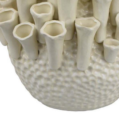 Cior Decorative Vase, Coral Shape Design, 11 Inch White Ceramic Body