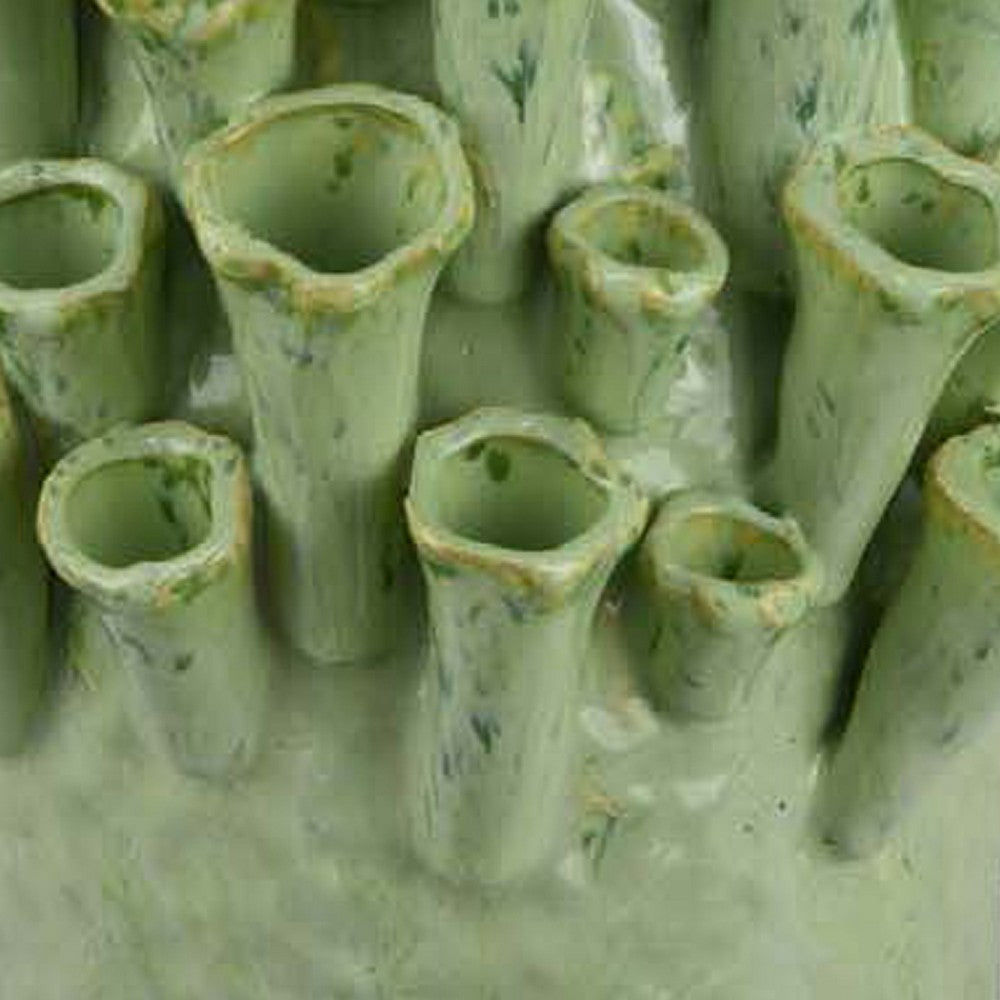 Cior Decorative Vase, Coral Shape Design, 18 Inch Green Ceramic Body
