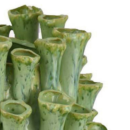 Cior Decorative Vase, Coral Shape Design, 18 Inch Green Ceramic Body
