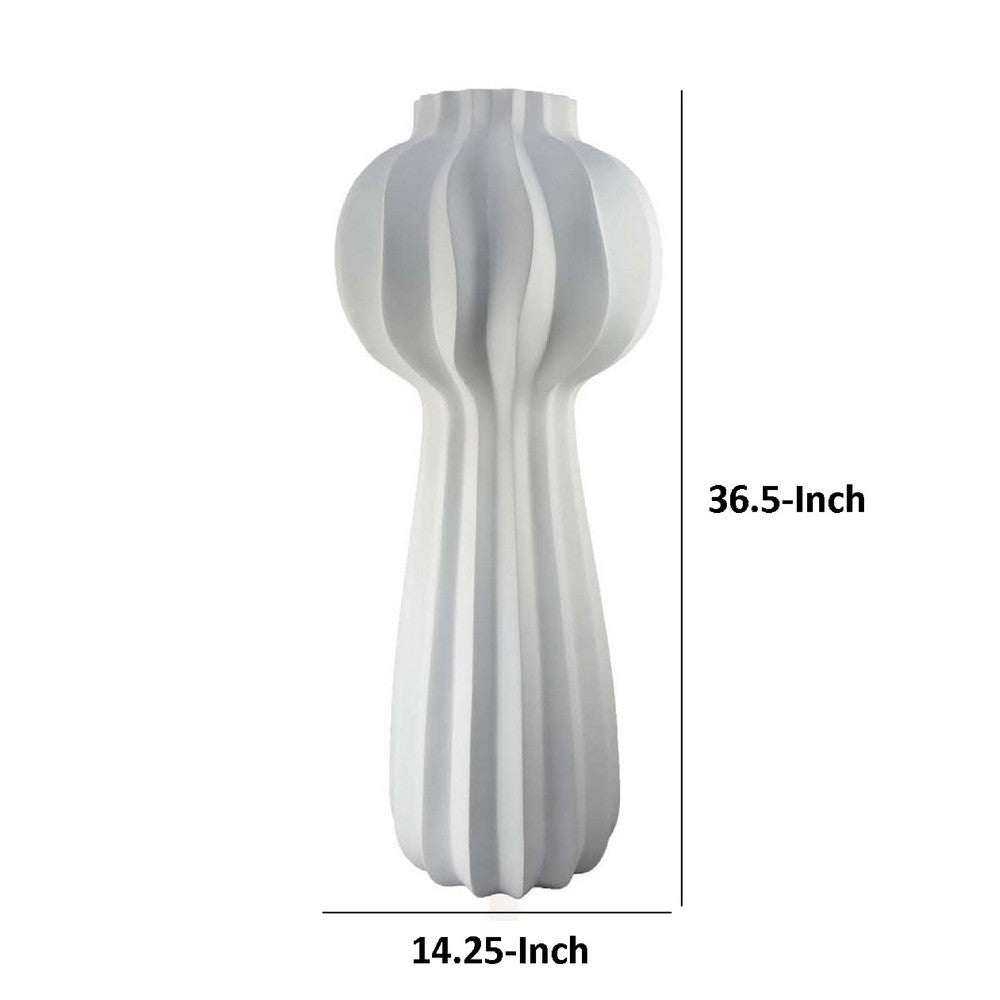 Samo Decorative Vase, Textured Body w Bulb Top, 37 Inch White Resin