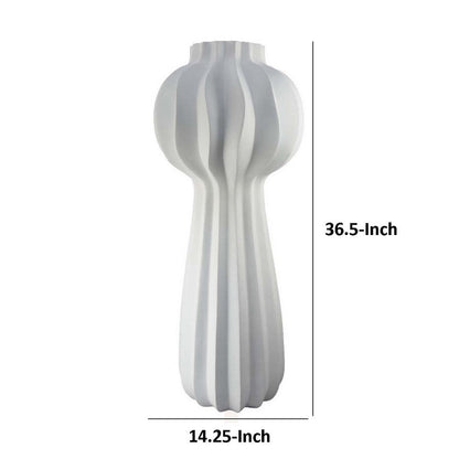 Samo Decorative Vase, Textured Body w Bulb Top, 37 Inch White Resin
