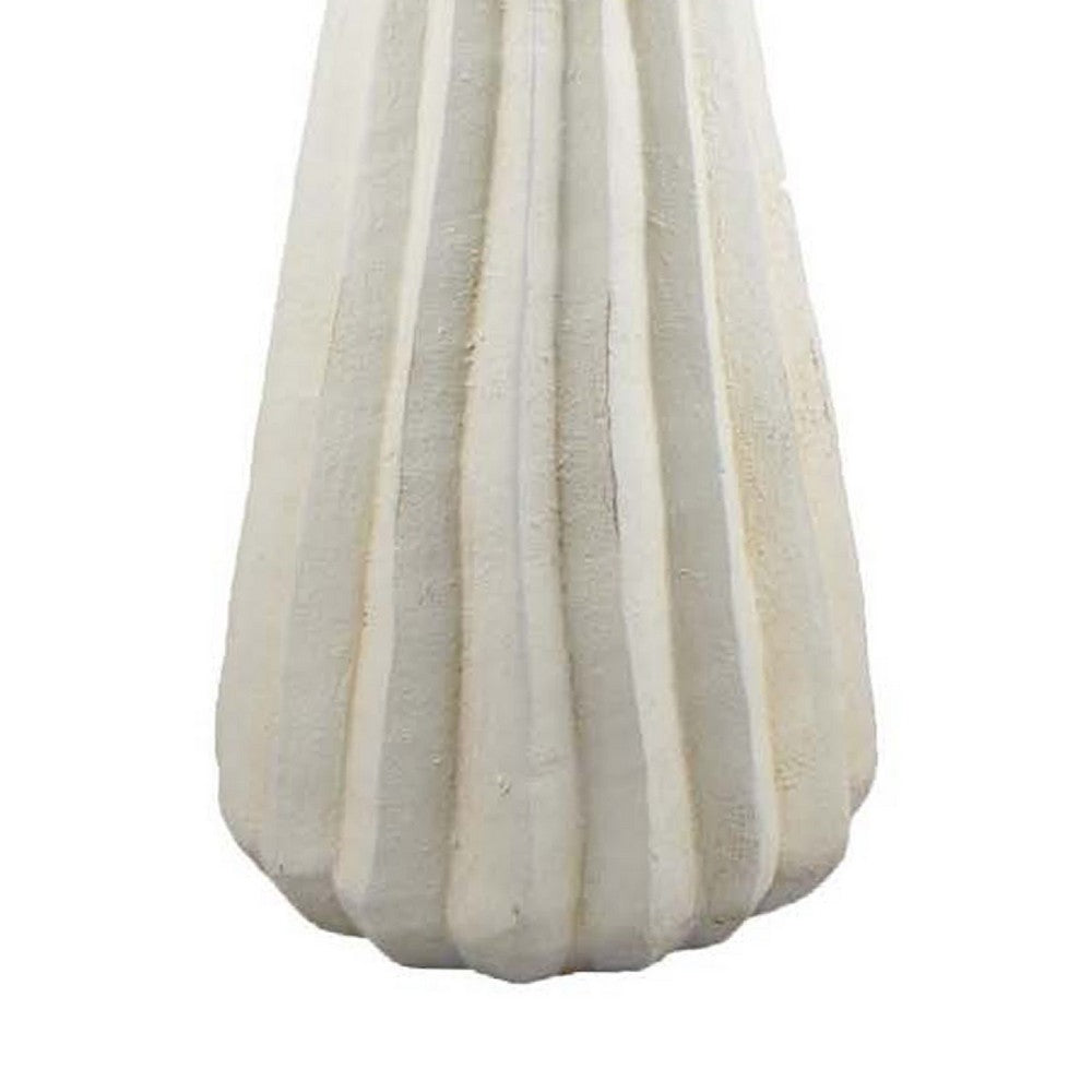 Samo Decorative Vase, Textured Body, Bulb Accent, 18 Inch White Resin