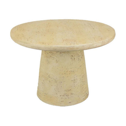 Keki Coffee Table, 24 Inch Round, Tapered Off White Resin Body