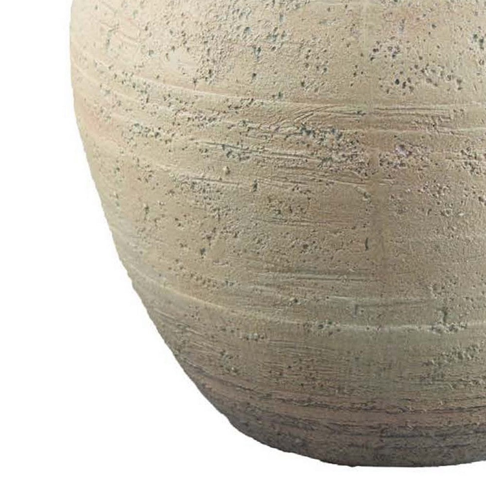 Kilu Decorative Vase, Rugged Texture, 14 Inch Metallic Gray Resin