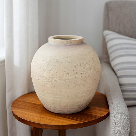 Kilu Decorative Vase, Rugged Texture, 14 Inch Metallic Gray Resin