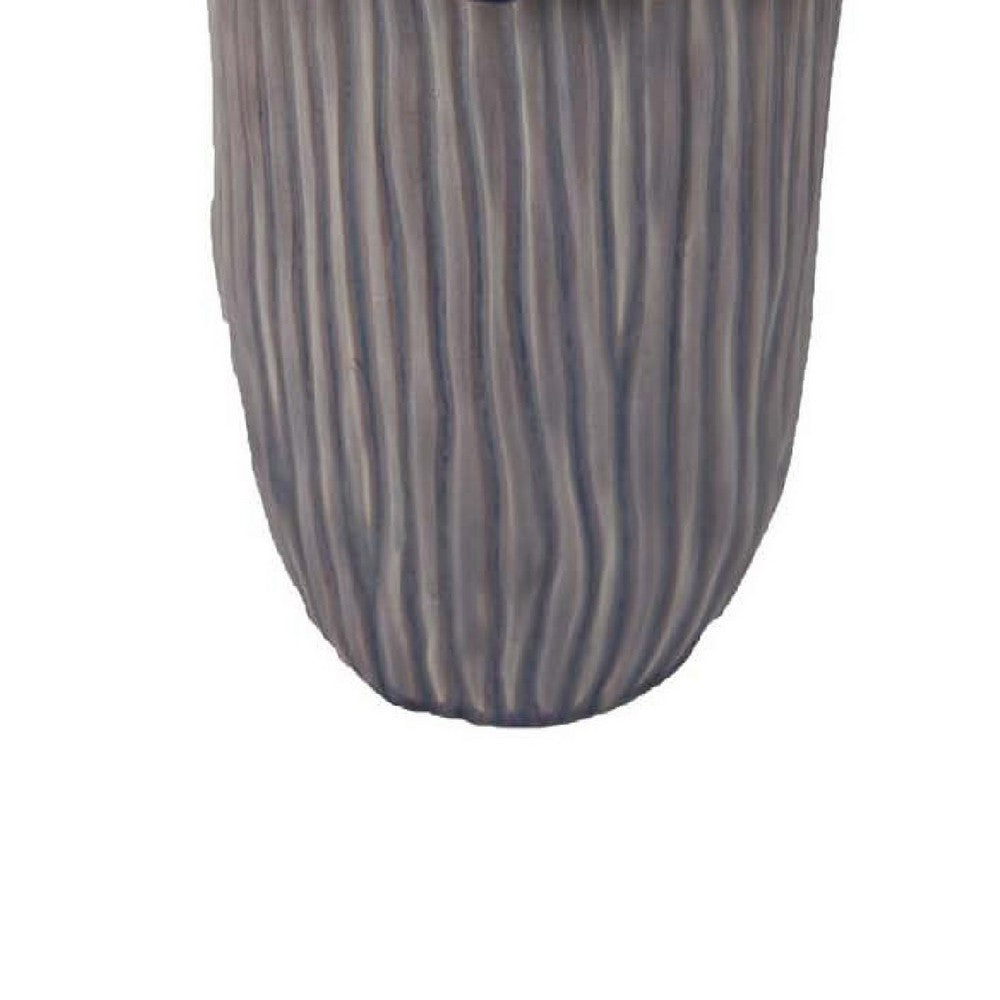 Kiana Decorative Vase, Gray Ceramic Flared Scales Rim Accent, 13 Inch