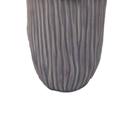 Kiana Decorative Vase, Gray Ceramic Flared Scales Rim Accent, 13 Inch