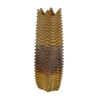 Decorative Vase, Brown, Gray Ceramic Undulating Pattern, 20 Inch