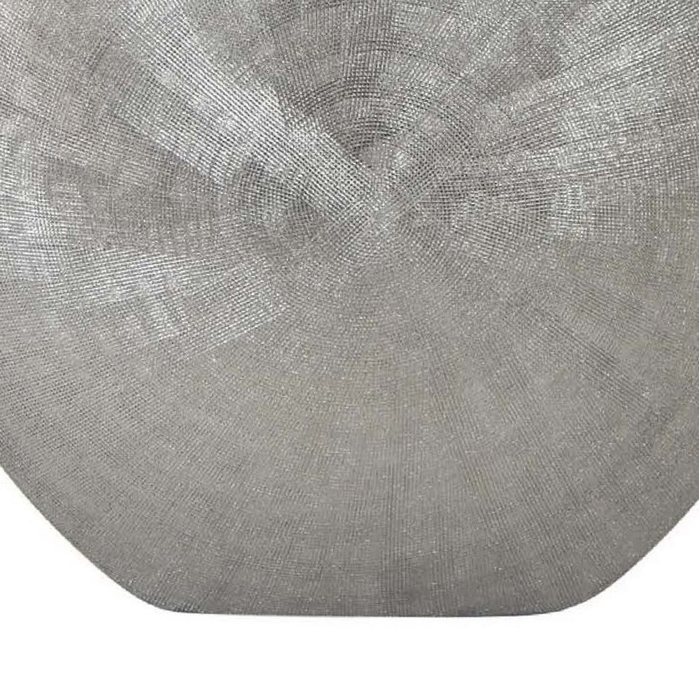 Harvey Accent Vase, Metallic Texture, Flat Round Gray Ceramic 15 Inch