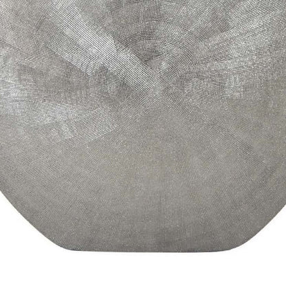 Harvey Accent Vase, Metallic Texture, Flat Round Gray Ceramic 15 Inch
