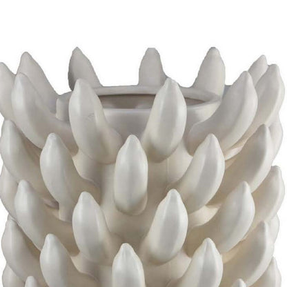 Joseph Accent Vase with Tiered Flame Accents, Ivory Ceramic 17 Inch