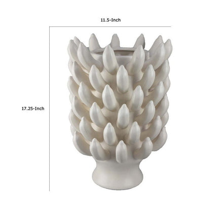 Tiered Flame Accent Ivory Ceramic Accent Vase, 17 in - Chic Home-Decor