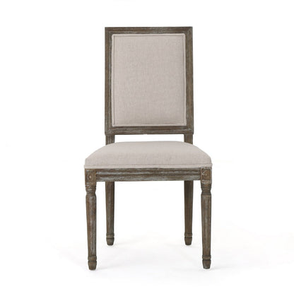 Side Dining Chair Set of 2, Wheat Beige Polyester, Distressed Brown
