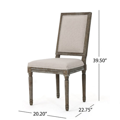 Side Dining Chair Set of 2, Wheat Beige Polyester, Distressed Brown