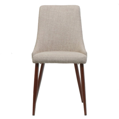 Dining Side Chair Set of 2, Wheat Brown Fabric, Tapered Iron Legs