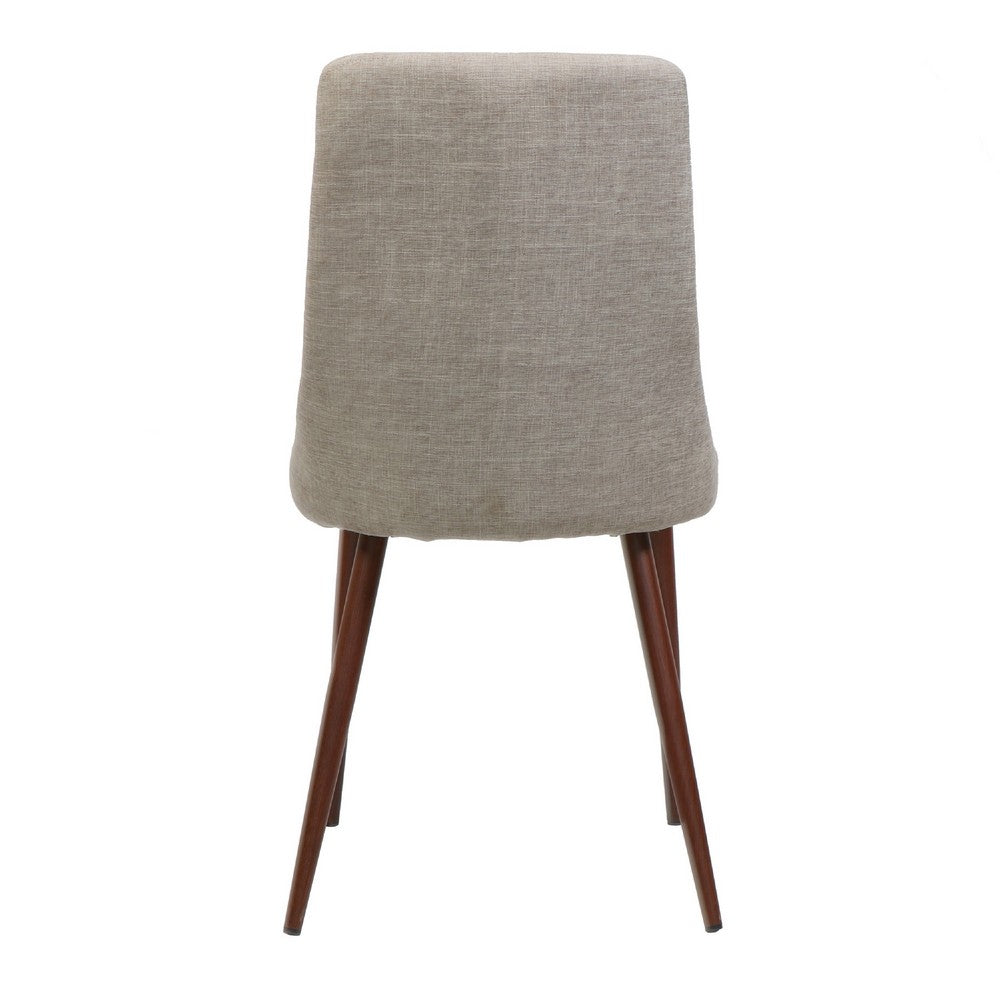 Dining Side Chair Set of 2, Wheat Brown Fabric, Tapered Iron Legs