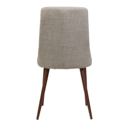 Dining Side Chair Set of 2, Wheat Brown Fabric, Tapered Iron Legs