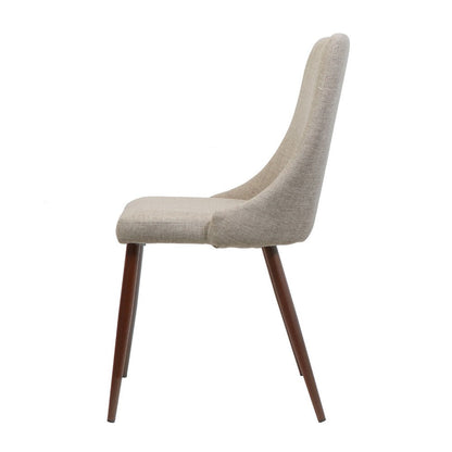 Dining Side Chair Set of 2, Wheat Brown Fabric, Tapered Iron Legs