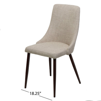 Dining Side Chair Set of 2, Wheat Brown Fabric, Tapered Iron Legs