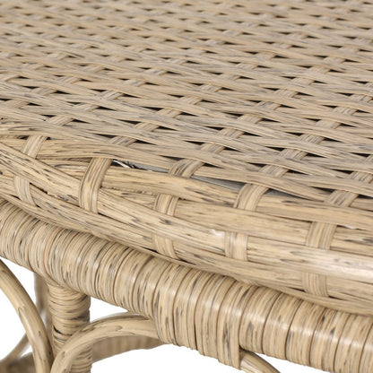 Resy Outdoor Coffee Table, 33 Inch Oval Top, Boho Brown Wicker Woven
