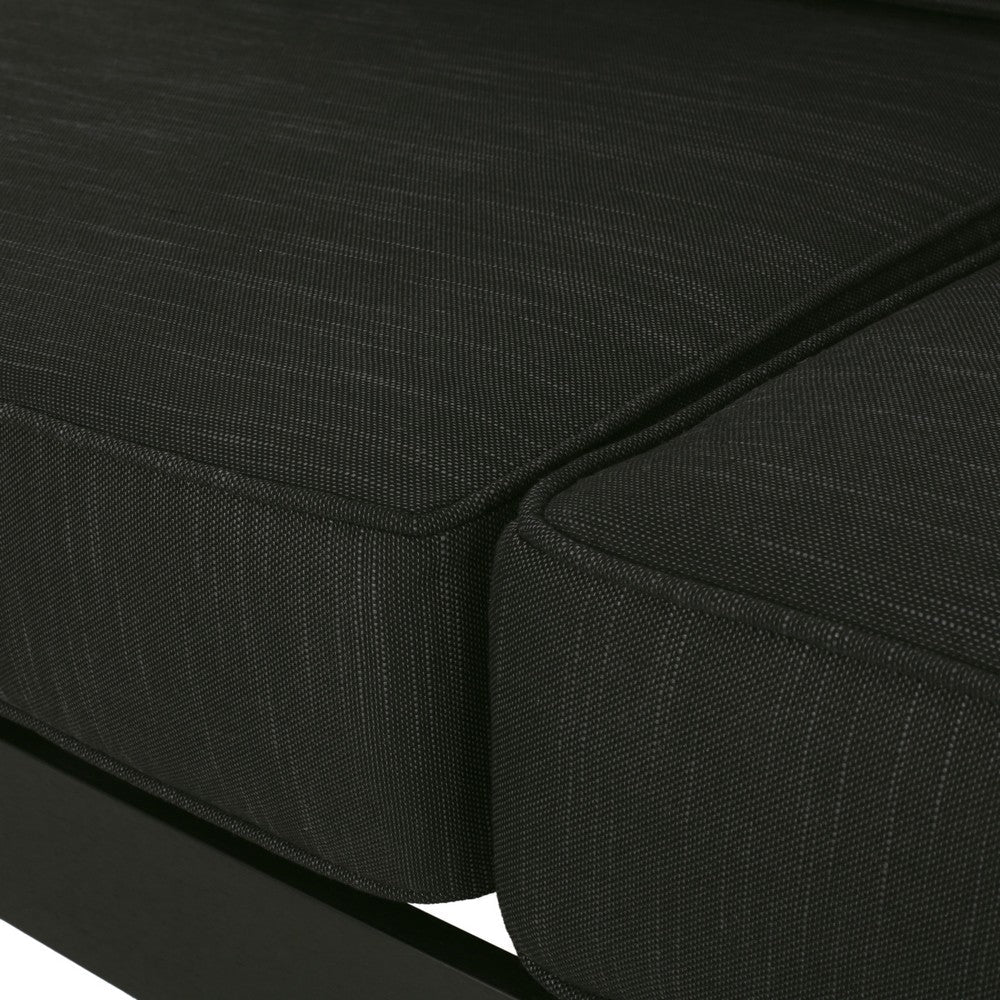Besy Outdoor Loveseat, Black Cushion and Square Metal Frame, 57 Inch