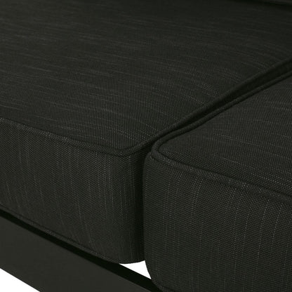 Besy Outdoor Loveseat, Black Cushion and Square Metal Frame, 57 Inch