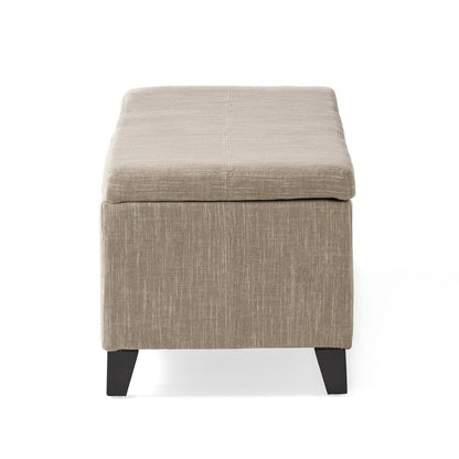 Elias Long Storage Ottoman Bench, Hinged Lid, Sand Beige, 51 Inch