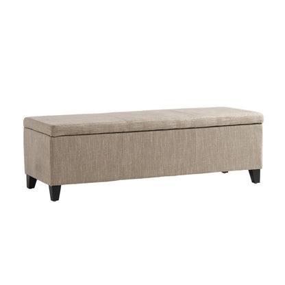 Elias Long Storage Ottoman Bench, Hinged Lid, Sand Beige, 51 Inch