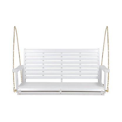 Mania Porch Swing Bench with Hanging Chain, Slatted White Acacia Wood