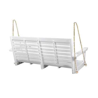Mania Porch Swing Bench with Hanging Chain, Slatted White Acacia Wood