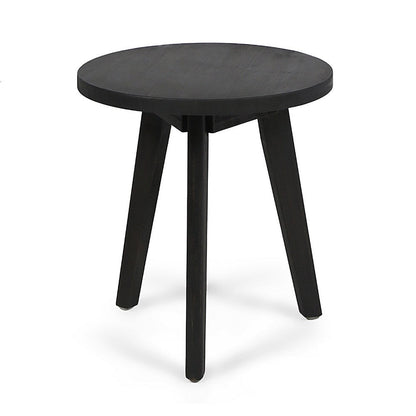Ina Outdoor Round Side Table with Tripod Base, Dark Gray Wood 16 Inch