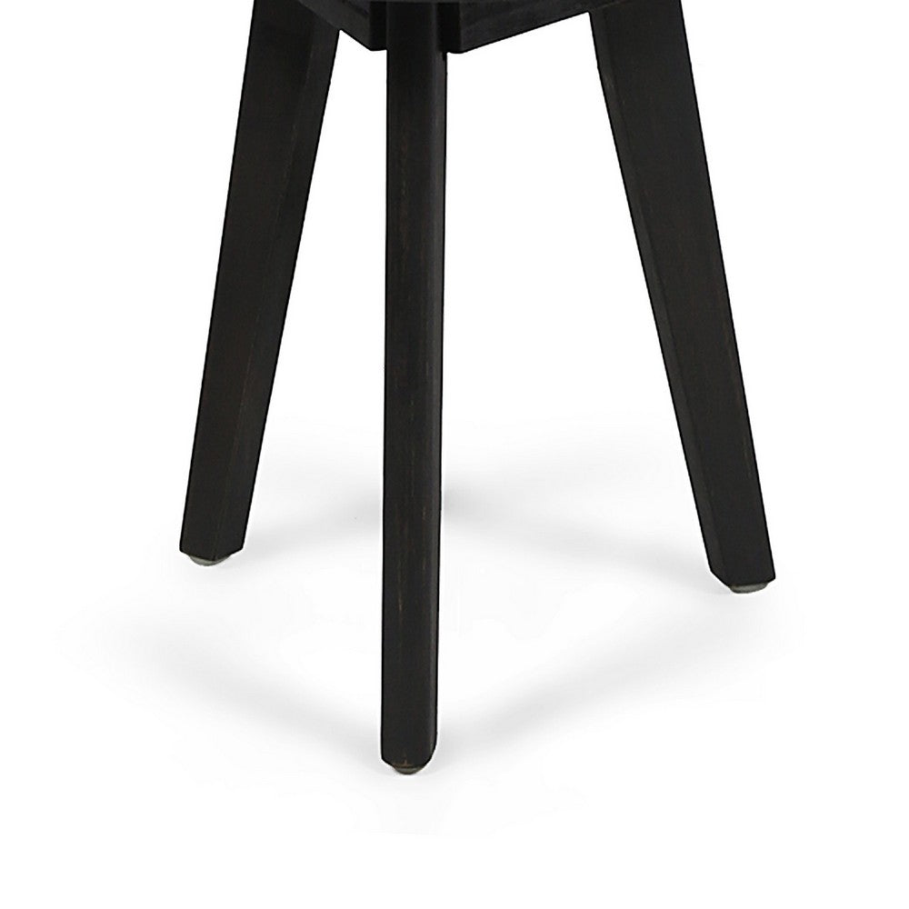 Ina Outdoor Round Side Table with Tripod Base, Dark Gray Wood 16 Inch
