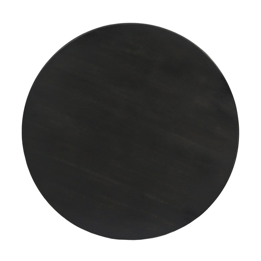 Ina Outdoor Round Side Table with Tripod Base, Dark Gray Wood 16 Inch