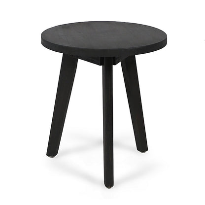 Ina Outdoor Round Side Table with Tripod Base, Dark Gray Wood 16 Inch