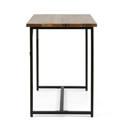Kandy Console Table with Stainless Steel Frame, Brown Wood 42 Inch