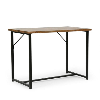 Kandy Console Table with Stainless Steel Frame, Brown Wood 42 Inch