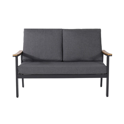 Vanie 4pc Outdoor Set with Loveseat, Chairs, and Table, Gray Olefin