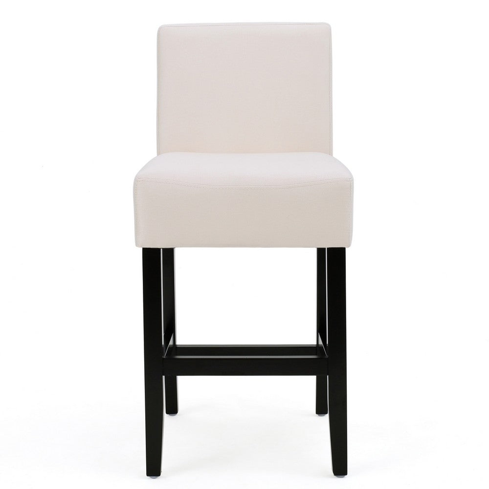 Kovey Counter Stool Chair Set of 2, Metal Kickplate, Beige Polyester