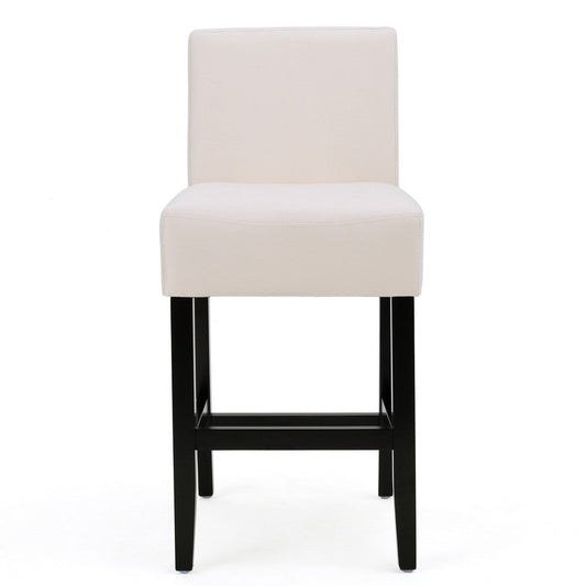 Kovey Counter Stool Chair Set of 2, Metal Kickplate, Beige Polyester