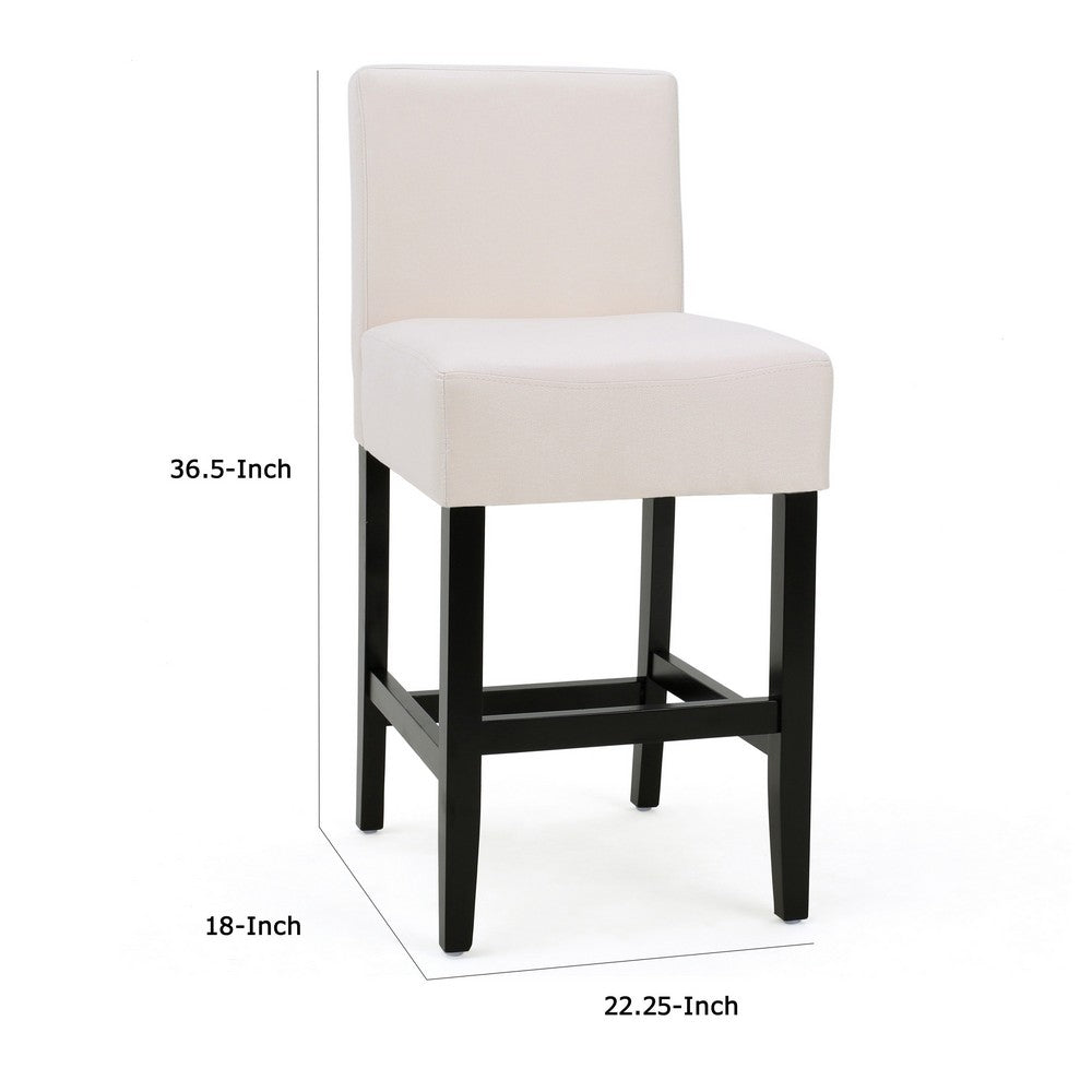 Kovey Counter Stool Chair Set of 2, Metal Kickplate, Beige Polyester