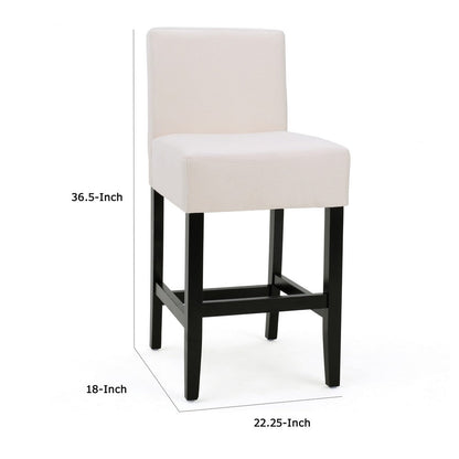 Kovey Counter Stool Chair Set of 2, Metal Kickplate, Beige Polyester