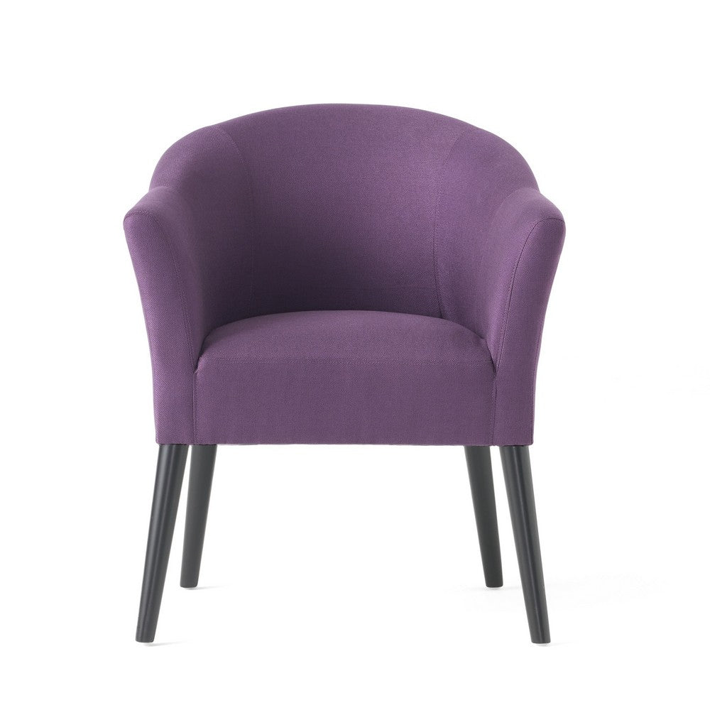 Onyx Armchair with Low Back Design, Birch Wood Frame, Plum Purple