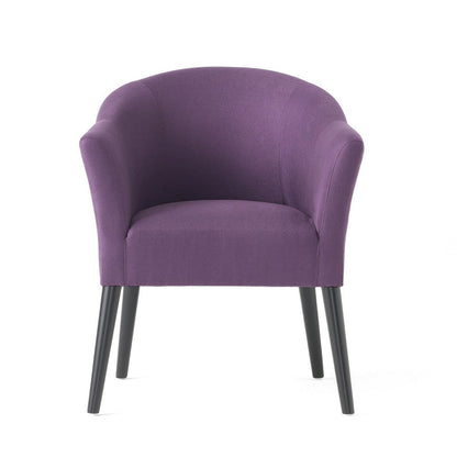 Onyx Armchair with Low Back Design, Birch Wood Frame, Plum Purple