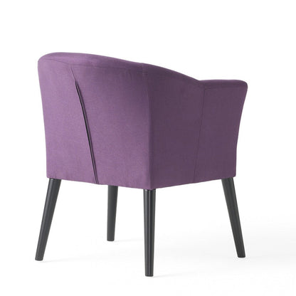 Onyx Armchair with Low Back Design, Birch Wood Frame, Plum Purple