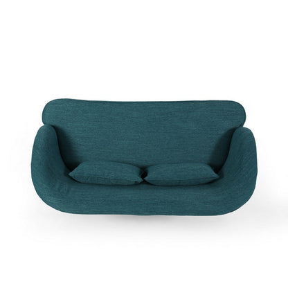 Lisa Loveseat with 2 Lumbar Pillows, Hairpin Legs, Teal Blue 50 Inch