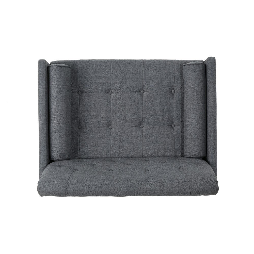 Javie Club Accent Chair, Splayed Rubberwood Legs, Button Tufted Gray