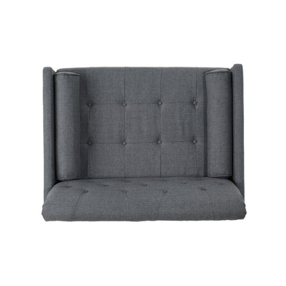 Javie Club Accent Chair, Splayed Rubberwood Legs, Button Tufted Gray