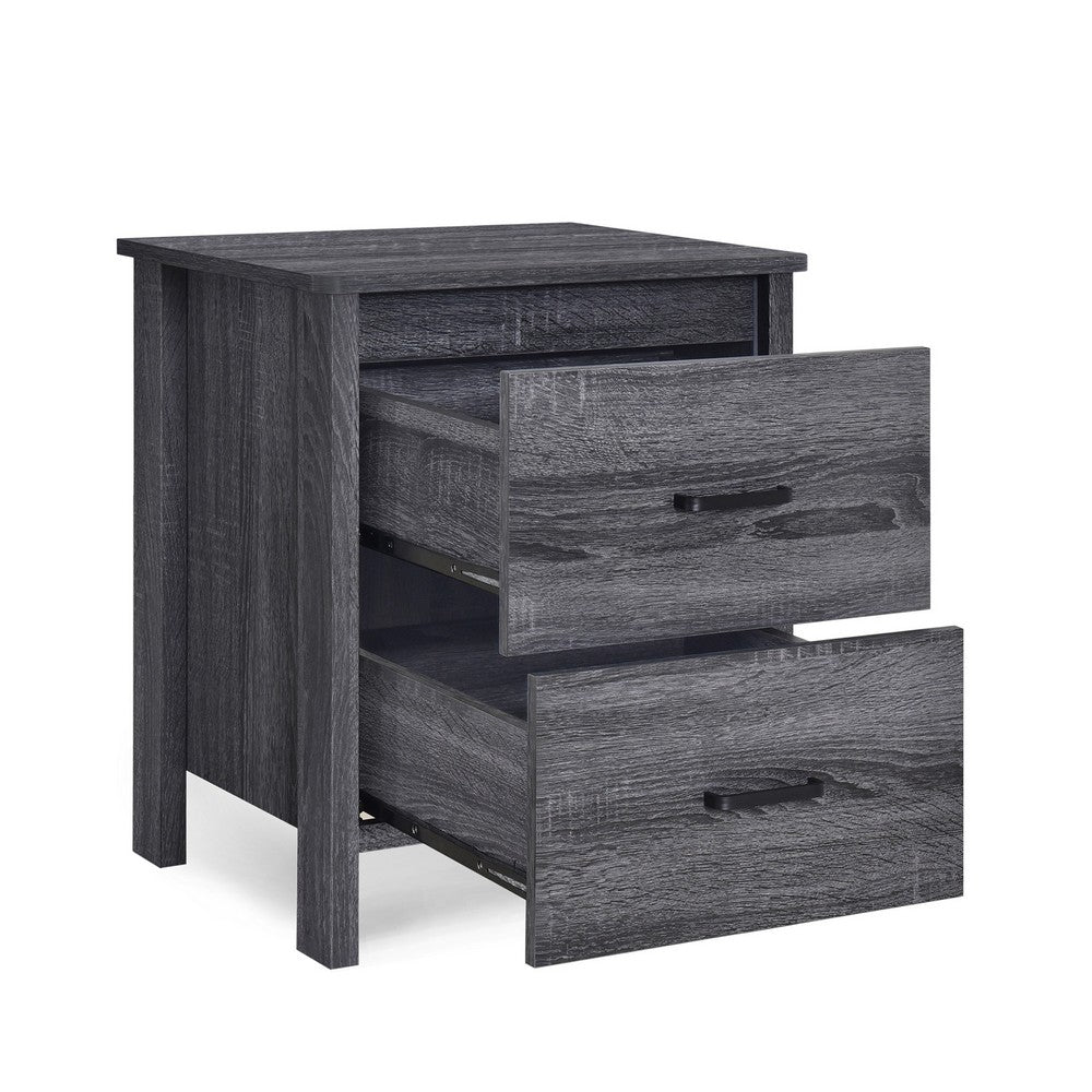 Nightstand Dresser, 2 Storage Drawers, 23 Inch, Modern Dark Gray