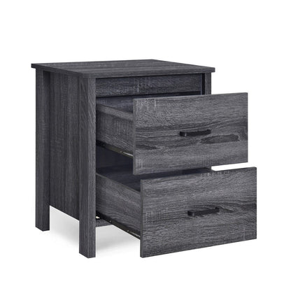 Nightstand Dresser, 2 Storage Drawers, 23 Inch, Modern Dark Gray