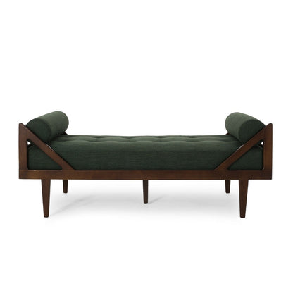 Henry Chaise Lounger with 2 Rolled Bolster Pillows, Blackish Green